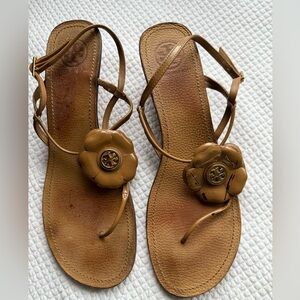 Tory Burch Brown Floral Sandals